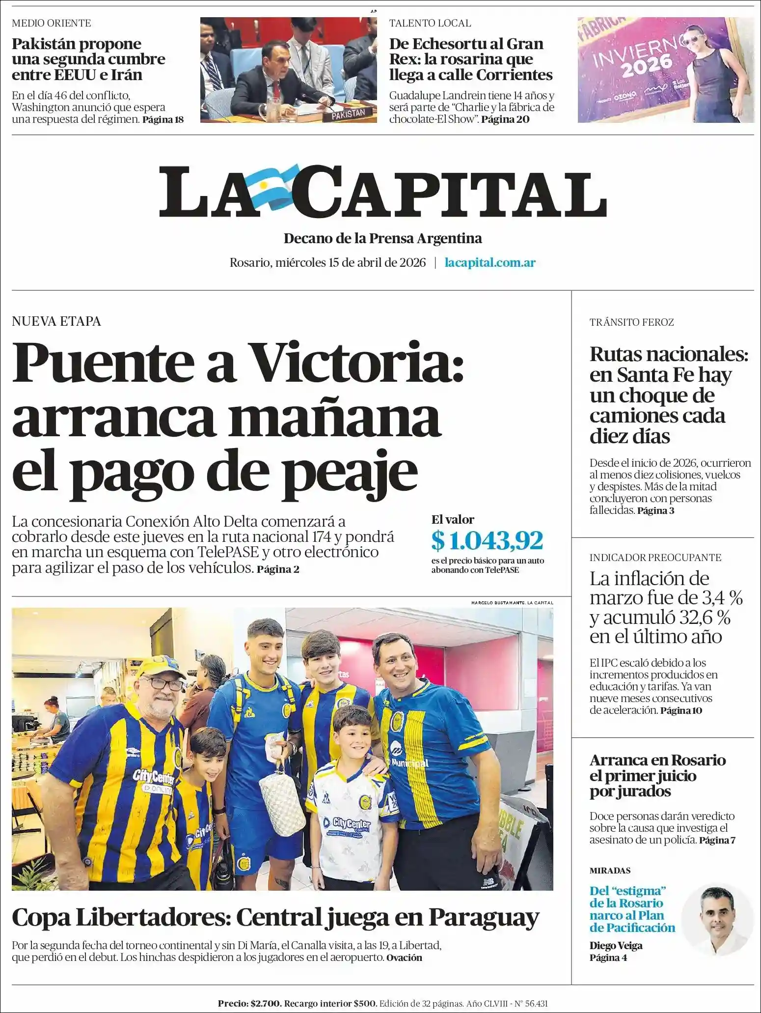 Evolucion Streaming | RADIO ESPERANZA DIGITAL - Tapa del diario La Capital Rosario