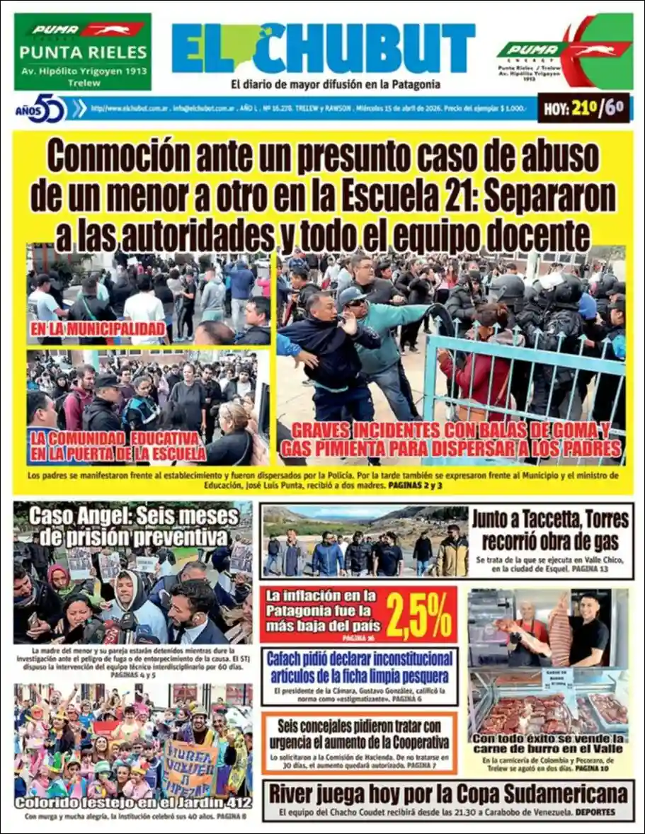 Evolucion Streaming | RADIO ESPERANZA DIGITAL - Tapa del diario El Chubut