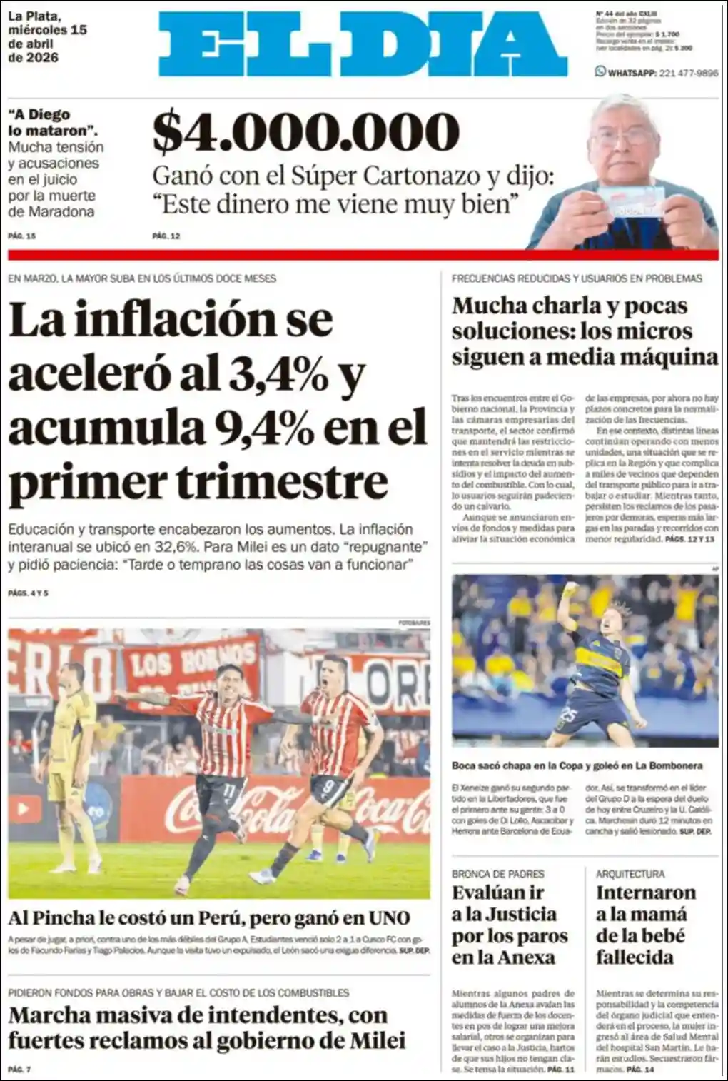 Evolucion Streaming | RADIO ESPERANZA DIGITAL - Tapa del diario El Dia